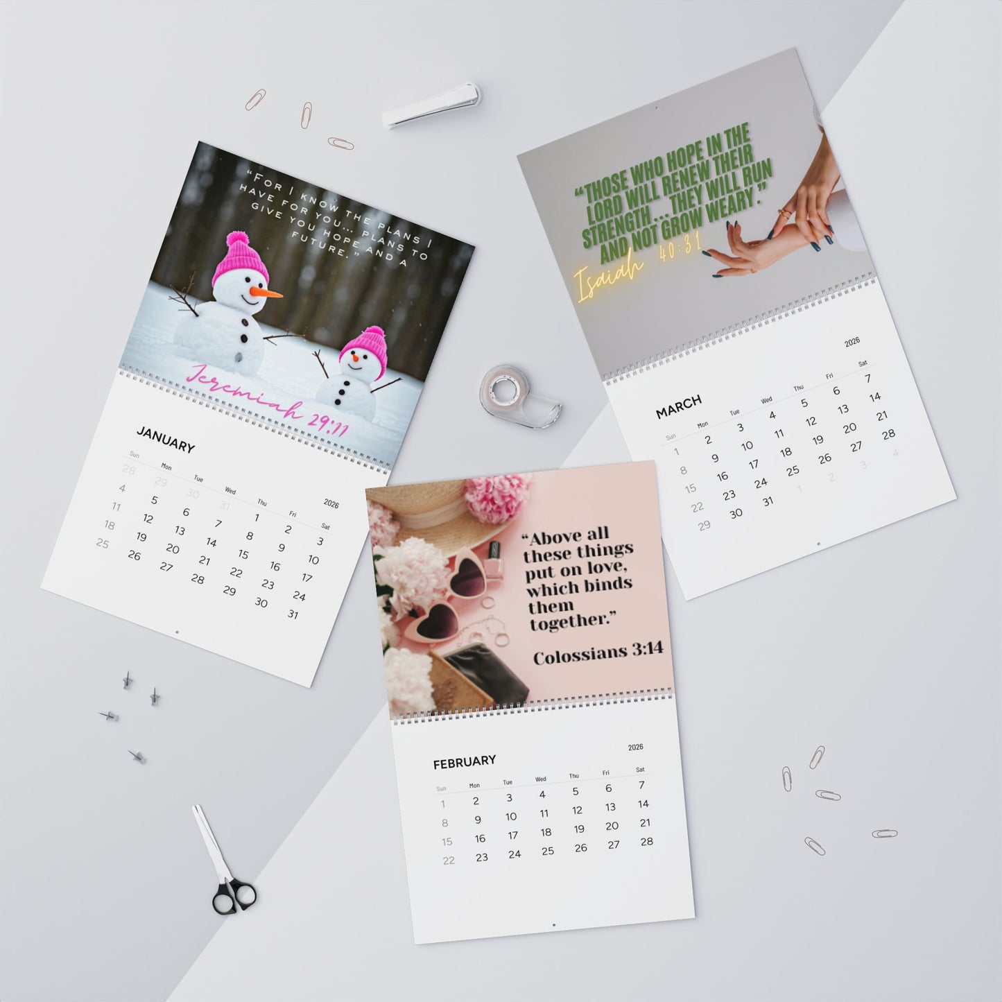 Inspirational Scriptural Wall Calendar 2026 — Bible Verse Monthly Calendar